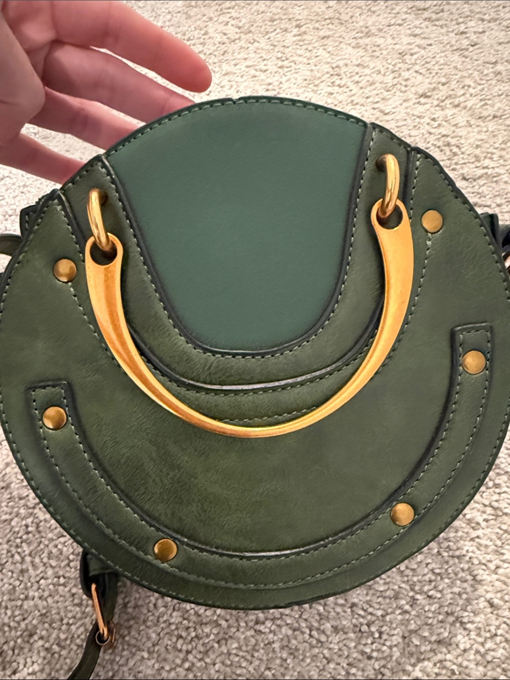 Unique Studded Green Shoulder Bag